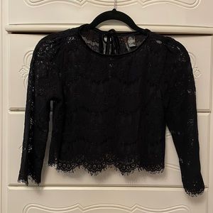 Cropped sheer lace top